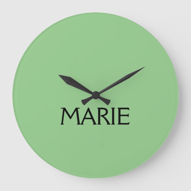 SIMPLE MINIMAL GREEN ADD YOUR NAME TEXT GIFT  LARGE CLOCK (Front)