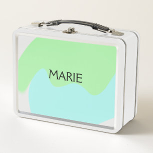 SIMPLE MINIMAL GREEN ADD YOUR NAME TEXT GIFT METAL LUNCH BOX