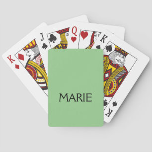 SIMPLE MINIMAL GREEN ADD YOUR NAME TEXT GIFT PLAYING CARDS