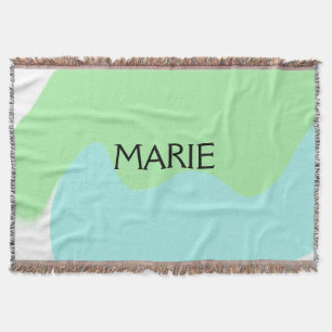 SIMPLE MINIMAL GREEN ADD YOUR NAME TEXT GIFT THROW BLANKET
