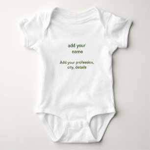 Simple minimal green add your text name photo cust baby bodysuit