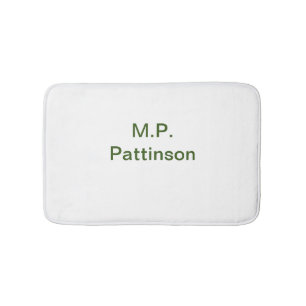 Simple minimal green add your text name photo cust bath mat