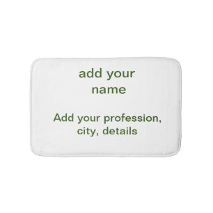 Simple minimal green add your text name photo cust bath mat
