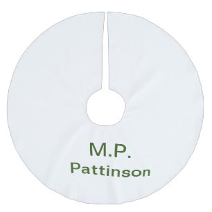 Simple minimal green add your text name photo cust brushed polyester tree skirt