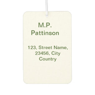 Simple minimal green add your text name photo cust car air freshener