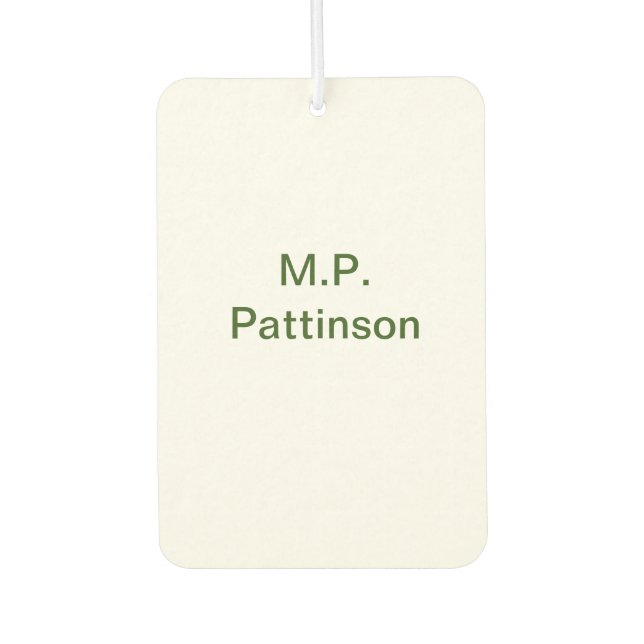 Simple minimal green add your text name photo cust car air freshener (Front)
