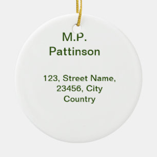Simple minimal green add your text name photo cust ceramic ornament