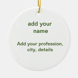 Simple minimal green add your text name photo cust ceramic ornament