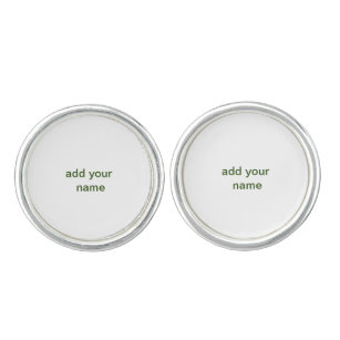 Simple minimal green add your text name photo cust cufflinks