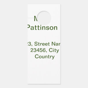Simple minimal green add your text name photo cust door hanger