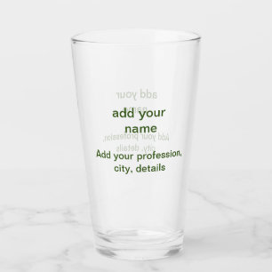 Simple minimal green add your text name photo cust glass