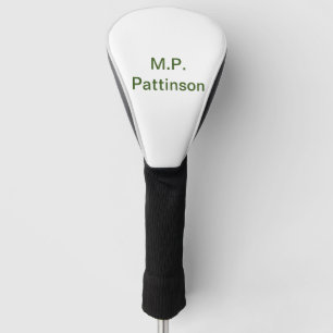 Simple minimal green add your text name photo cust golf head cover