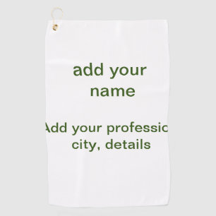 Simple minimal green add your text name photo cust golf towel