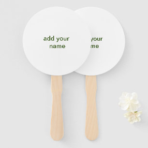 Simple minimal green add your text name photo cust hand fan