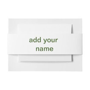 Simple minimal green add your text name photo cust invitation belly band