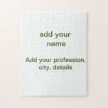 Simple minimal green add your text name photo cust jigsaw puzzle<br><div class="desc">design</div>