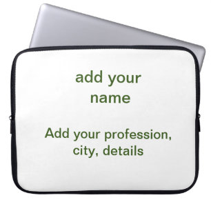 Simple minimal green add your text name photo cust laptop sleeve