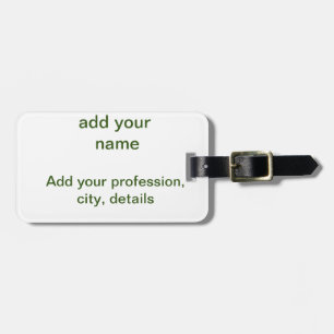 Simple minimal green add your text name photo cust luggage tag