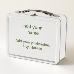 Simple minimal green add your text name photo cust metal lunch box