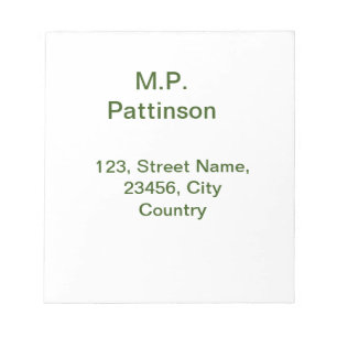 Simple minimal green add your text name photo cust notepad