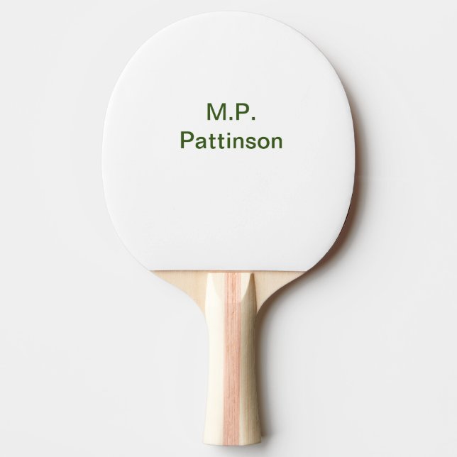 Simple minimal green add your text name photo cust ping pong paddle (Front)