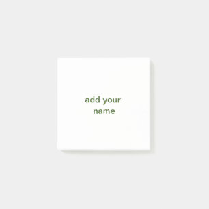 Simple minimal green add your text name photo cust post-it notes