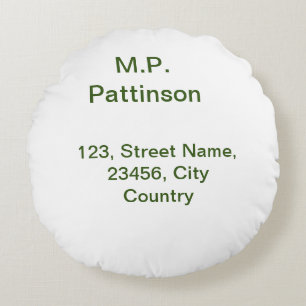 Simple minimal green add your text name photo cust round cushion