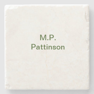 Simple minimal green add your text name photo cust stone coaster