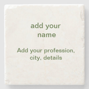 Simple minimal green add your text name photo cust stone coaster