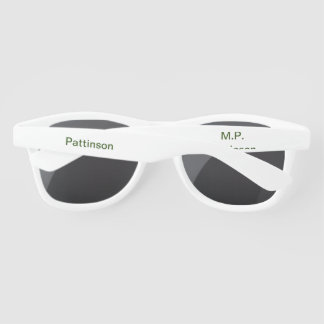 Simple minimal green add your text name photo cust sunglasses