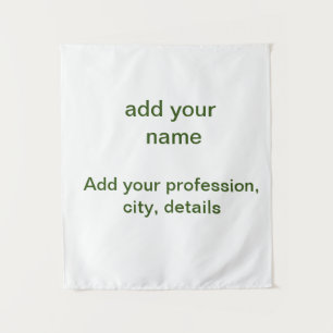 Simple minimal green add your text name photo cust tapestry