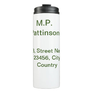 Simple minimal green add your text name photo cust thermal tumbler