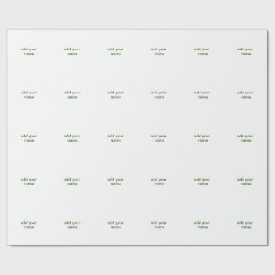 Simple minimal green add your text name photo cust wrapping paper