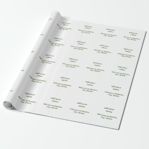 Simple minimal green add your text name photo cust wrapping paper