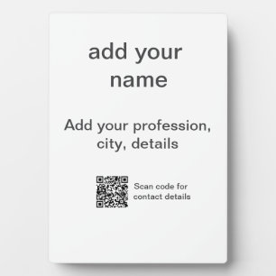 Simple minimal green add your text name scan QR co Plaque
