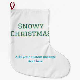 Simple minimal green happy holidays Christmas Large Christmas Stocking