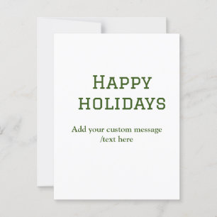 Simple minimal green happy holidays Christmas Postcard