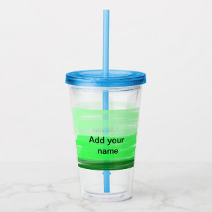 Simple minimal green shade add name text logo thro acrylic tumbler