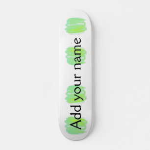 Simple minimal green yellow add your name watercol skateboard