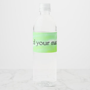 Simple minimal green yellow add your name watercol water bottle label