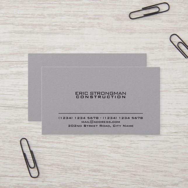 Simple minimal grey cement kraft style business card (Front/Back In Situ)