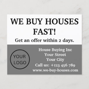 Simple Minimal Grey White Realtor We Buy Houses  Flyer