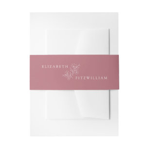 Simple Minimal Hand Drawn Pink Cherry Blossom  Invitation Belly Band