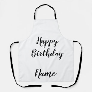 simple minimal happy birthday add your name card apron