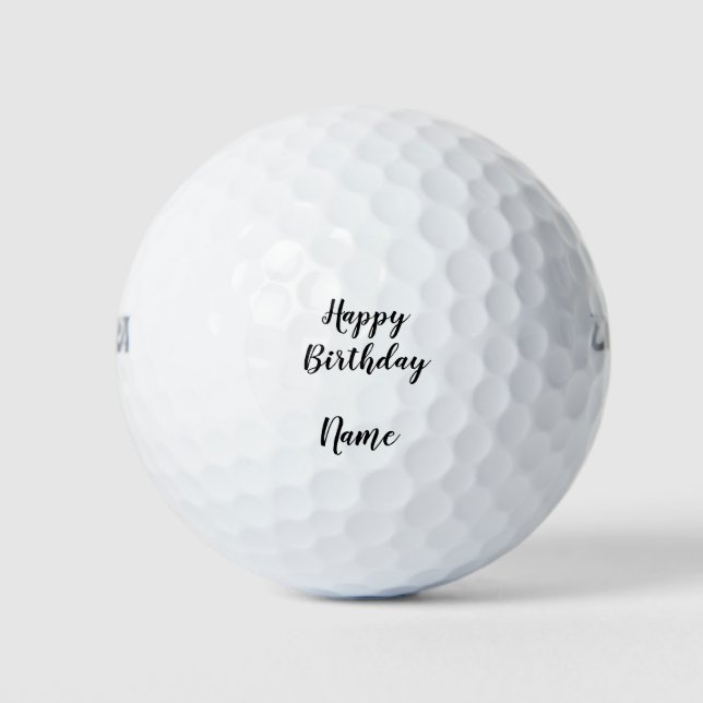 simple minimal happy birthday add your name card  golf balls (Front)