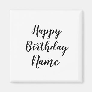 simple minimal happy birthday add your name card magnet