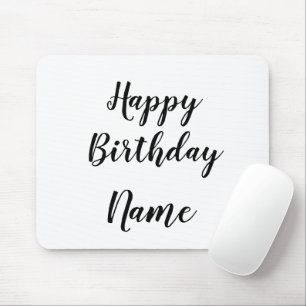 simple minimal happy birthday add your name card mouse pad