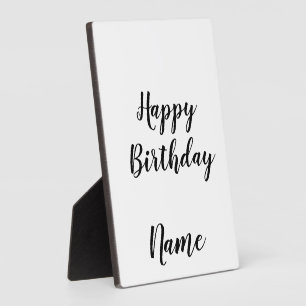 simple minimal happy birthday add your name plaque