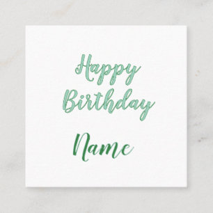 simple minimal happy birthday add your name square business card