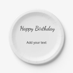 simple minimal happy birthday add your text name paper plate